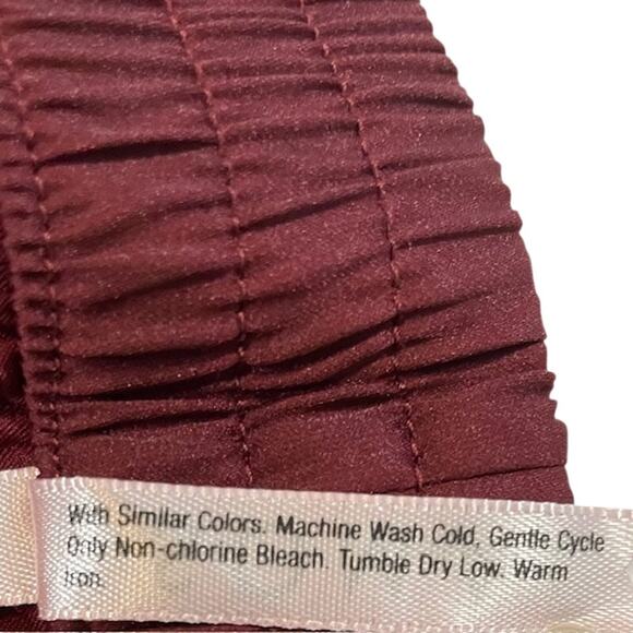 SOMA women's satin wide leg pajama pants in burgundy. - Picture 7 of 7